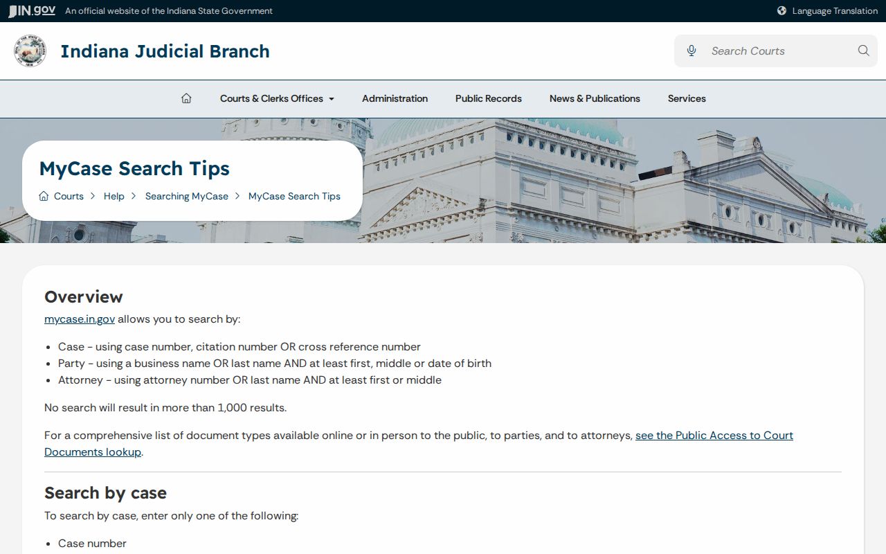Shelby County warrant search tips on Indiana MyCase